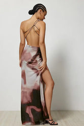 Zaniah Dress - Copper Liquify Print